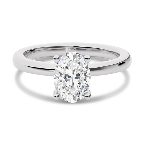 1 1/2 Oval With Hidden Halo Natural Diamond Engagement Ring