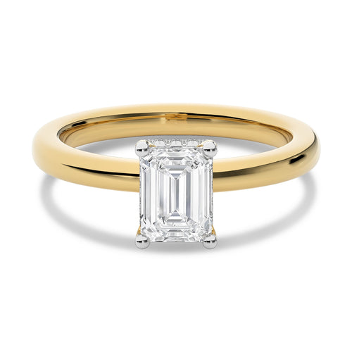 1 1/2 CT Emerald Cut With Hidden Halo Natural Diamond Engagement Ring