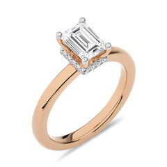 1 1/2 CT Emerald Cut With Hidden Halo Lab Created Diamond Engagement Ring