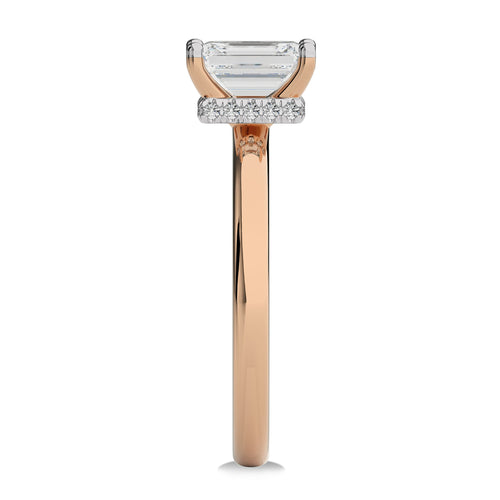1 1/2 CT Emerald Cut With Hidden Halo Natural Diamond Engagement Ring