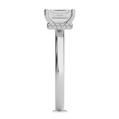 1 1/2 CT Emerald Cut With Hidden Halo Natural Diamond Engagement Ring