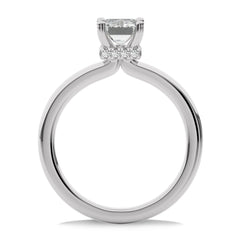 1 1/2 CT Emerald Cut With Hidden Halo Natural Diamond Engagement Ring