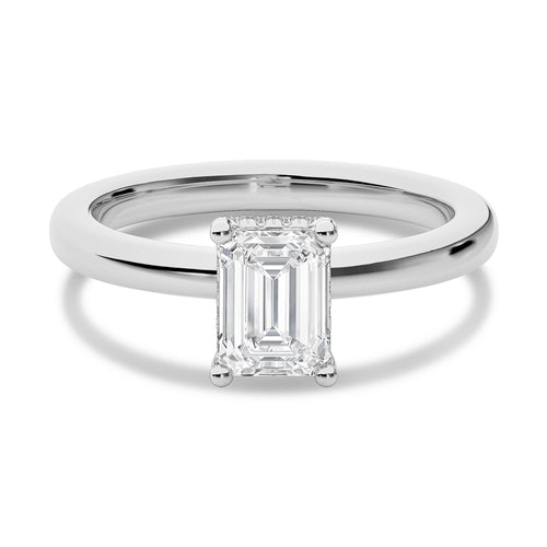 1 1/2 CT Emerald Cut With Hidden Halo Natural Diamond Engagement Ring
