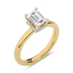 1 1/2 CT Emerald Cut With Hidden Halo Natural Diamond Engagement Ring
