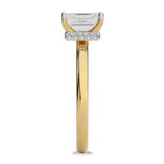 1 1/2 CT Emerald Cut With Hidden Halo Natural Diamond Engagement Ring