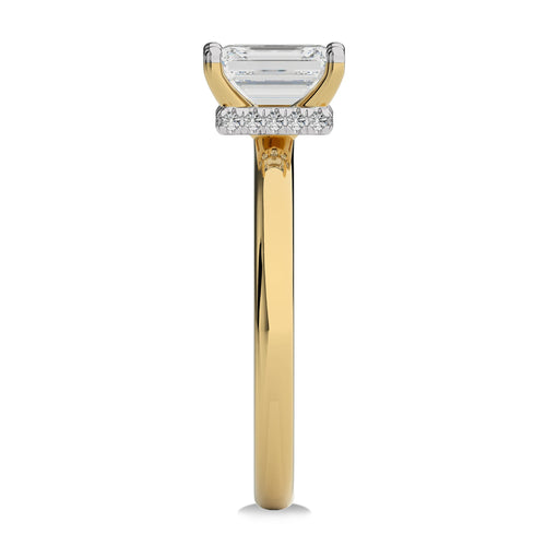 1 1/2 CT Emerald Cut With Hidden Halo Natural Diamond Engagement Ring