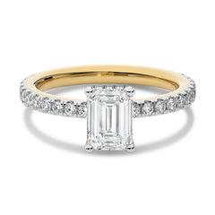 2 CT Emerald Cut With Hidden Halo Natural Diamond with Studded Shank