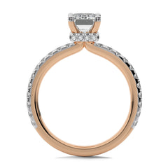 2 CT Emerald Cut With Hidden Halo Natural Diamond with Studded Shank