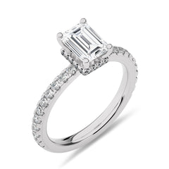 2 CT Emerald Cut With Hidden Halo Natural Diamond with Studded Shank