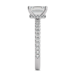 2 CT Emerald Cut With Hidden Halo Lab Created Diamond with Studded Shank