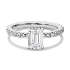 2 CT Emerald Cut With Hidden Halo Natural Diamond with Studded Shank