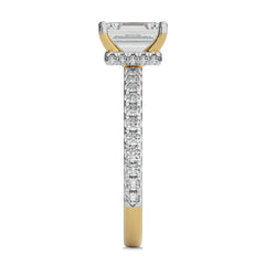 2 CT Emerald Cut With Hidden Halo Natural Diamond with Studded Shank