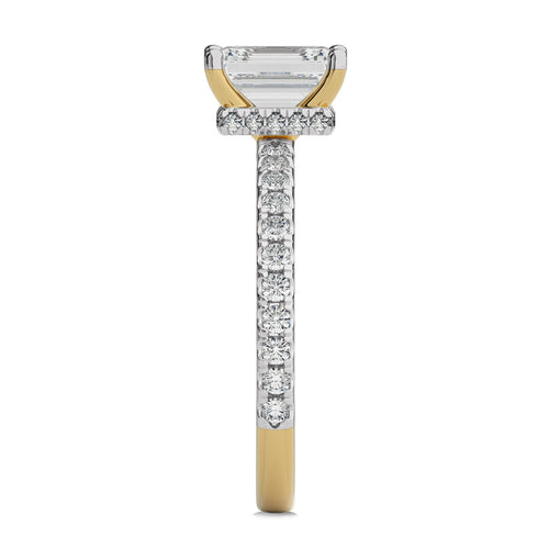 2 CT Emerald Cut With Hidden Halo Natural Diamond with Studded Shank