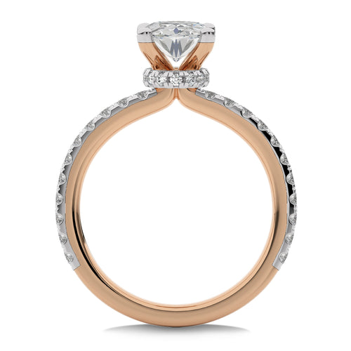 2 CT Oval and Round Hidden Halo with Studded Shank Lab Created Diamond Engagement Ring