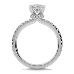 2 CT Oval and Round Hidden Halo with Studded Shank Lab Created Diamond Engagement Ring