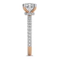 2 CT Round Hidden Halo with Studded Shank Natural Diamond Engagement Ring