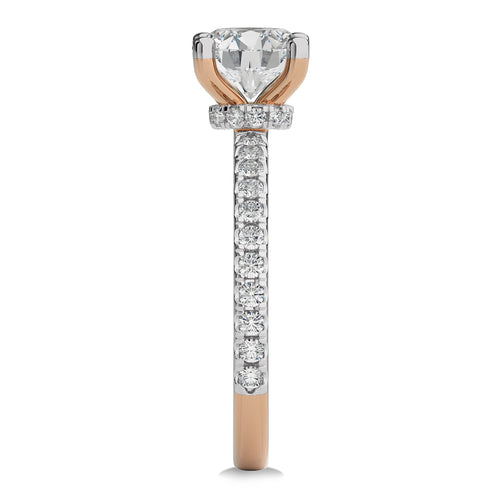 2 CT Round Hidden Halo with Studded Shank Natural Diamond Engagement Ring