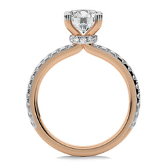 2 CT Round Hidden Halo with Studded Shank Natural Diamond Engagement Ring