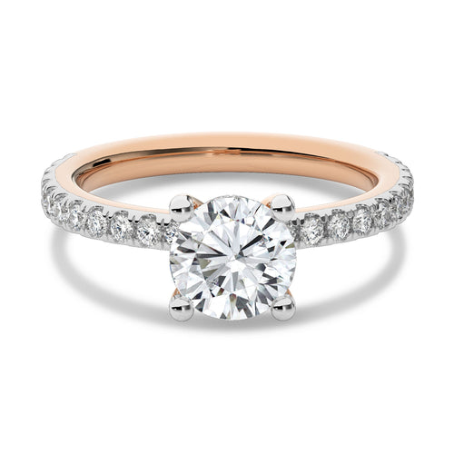 2 CT Round Hidden Halo with Studded Shank Lab Created Diamond Engagement Ring