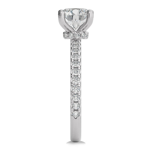 2 CT Round Hidden Halo with Studded Shank Natural Diamond Engagement Ring
