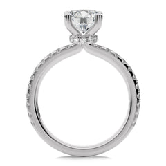 2 CT Round Hidden Halo with Studded Shank Lab Created Diamond Engagement Ring