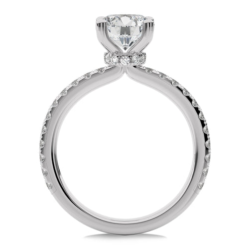 2 CT Round Hidden Halo with Studded Shank Natural Diamond Engagement Ring