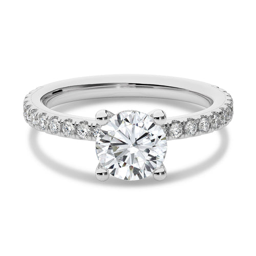 2 CT Round Hidden Halo with Studded Shank Natural Diamond Engagement Ring