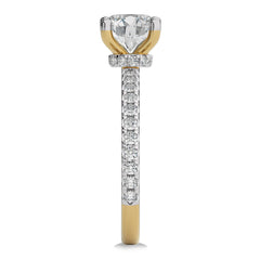 2 CT Round Hidden Halo with Studded Shank Natural Diamond Engagement Ring