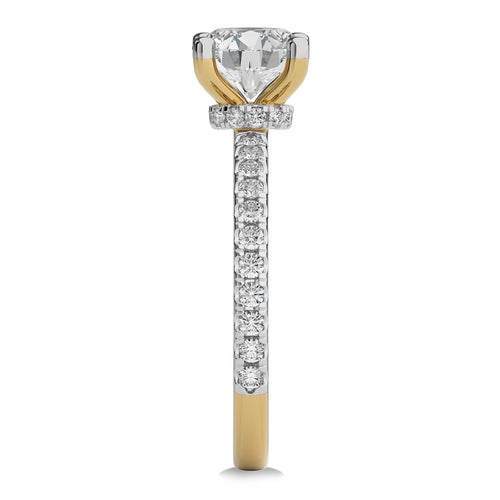 2 CT Round Hidden Halo with Studded Shank Natural Diamond Engagement Ring