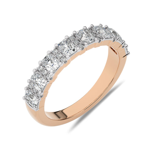 1 CT. Emerald and Round Lab Created Diamond Wedding Band
