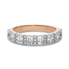 1 CT. Emerald and Round Lab Created Diamond Wedding Band