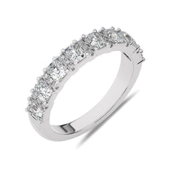 1 CT. Emerald and Round Lab Created Diamond Wedding Band