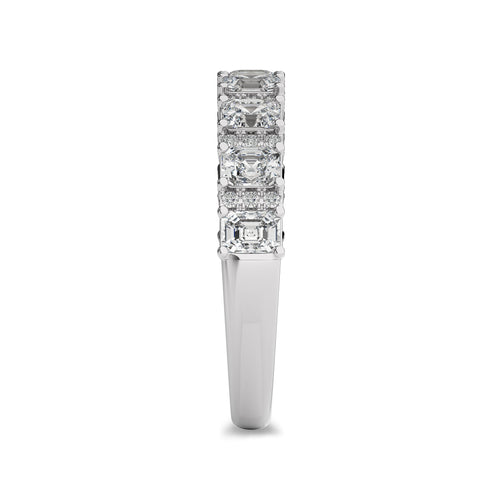 1 CT. Emerald and Round Lab Created Diamond Wedding Band