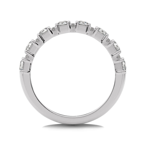 1 CT. Emerald and Round Lab Created Diamond Wedding Band