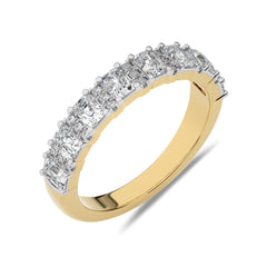 1 CT. Emerald and Round Lab Created Diamond Wedding Band