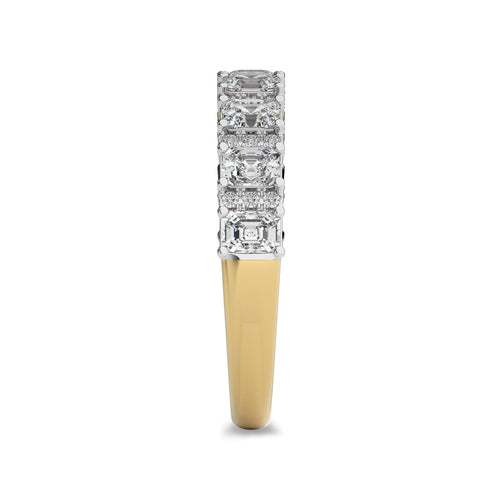1 CT. Emerald and Round Lab Created Diamond Wedding Band