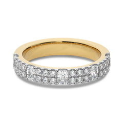 1 CT. Emerald and Round Lab Created Diamond Half Eternity Band
