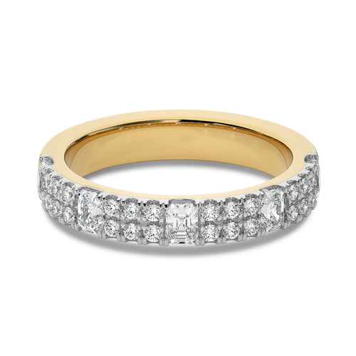 1 CT. Emerald and Round Lab Created Diamond Half Eternity Band