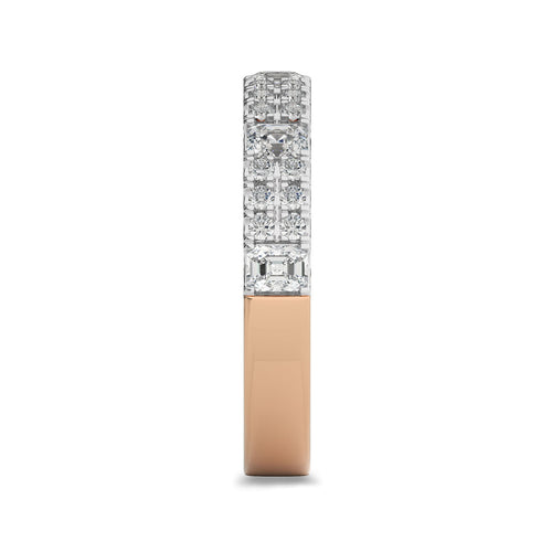 1 CT. Emerald and Round Lab Created Diamond Half Eternity Band