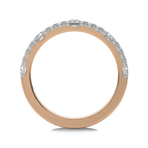 1 CT. Emerald and Round Lab Created Diamond Half Eternity Band