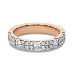 1 CT. Emerald and Round Lab Created Diamond Half Eternity Band