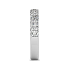 1 CT. Emerald and Round Lab Created Diamond Half Eternity Band