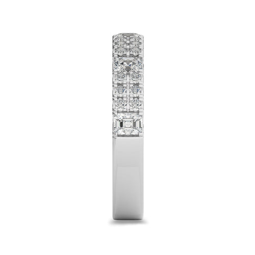 1 CT. Emerald and Round Lab Created Diamond Half Eternity Band