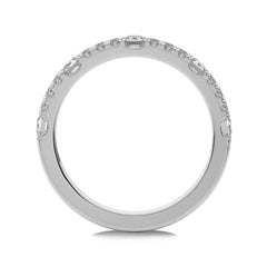 1 CT. Emerald and Round Lab Created Diamond Half Eternity Band