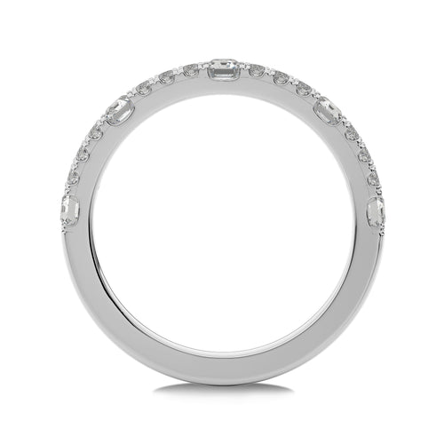 1 CT. Emerald and Round Lab Created Diamond Half Eternity Band