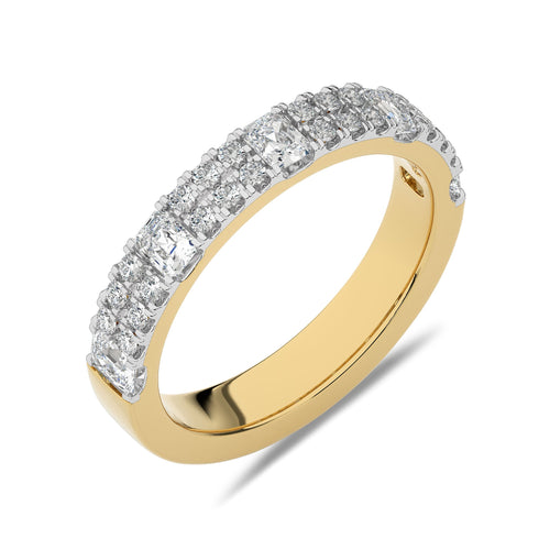 1 CT. Emerald and Round Lab Created Diamond Half Eternity Band