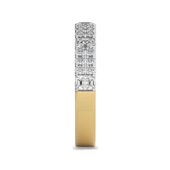 1 CT. Emerald and Round Lab Created Diamond Half Eternity Band