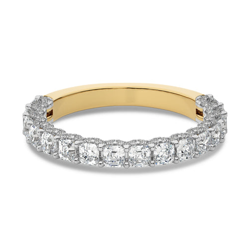 2 CT.Asscher and Round Natural Diamond Wedding Band