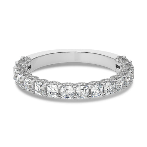 2 CT.Asscher and Round Natural Diamond Wedding Band