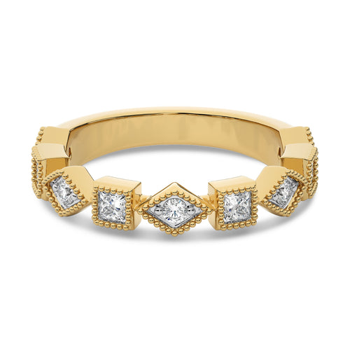3/8 CT.Princess and Round Lab Created Diamond stackable Wedding Band